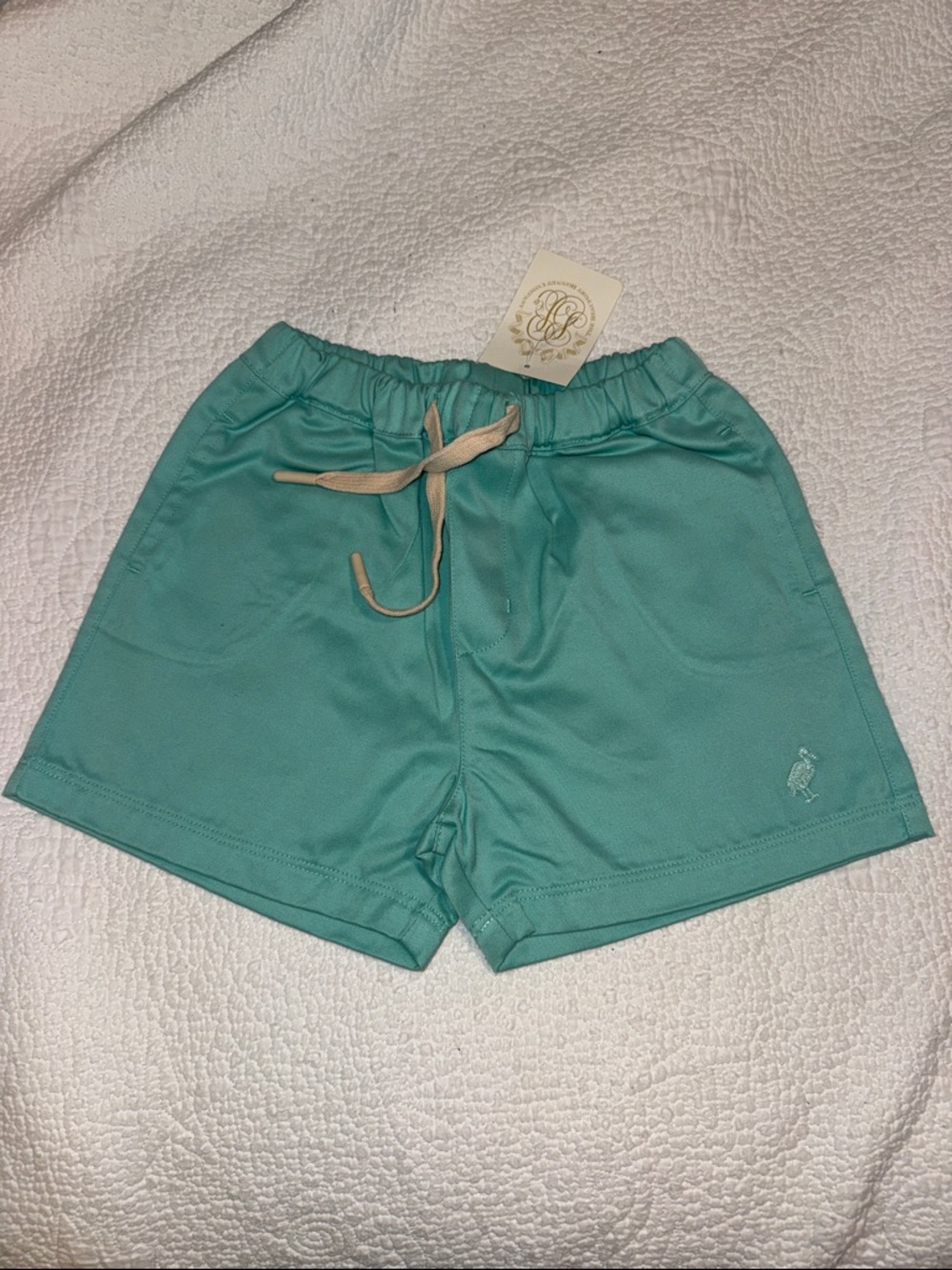 NWT TBBC Boys Drawstring Teal Shelton Shorts Size 6